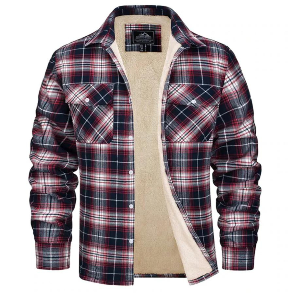 Chaqueta de cuadros hombre – Forrada polar con cuello clásico y botones