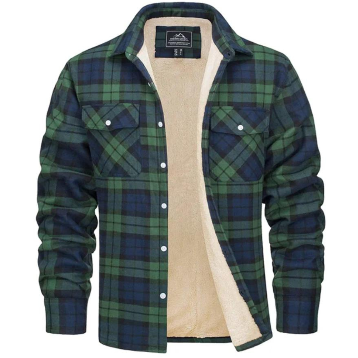 Chaqueta de cuadros hombre – Forrada polar con cuello clásico y botones