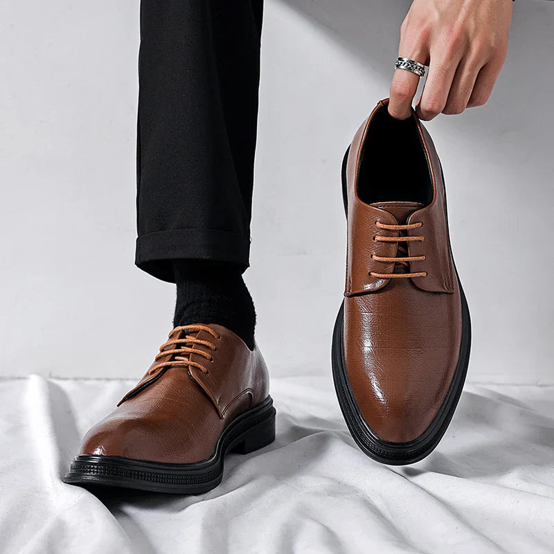 Zapatos de vestir hombre – Calzado de cuero genuino pulido elegante