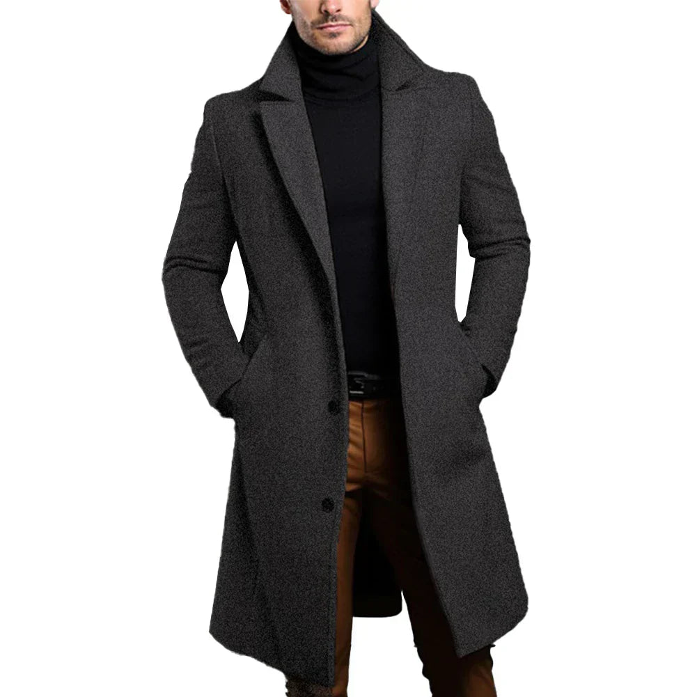 Abrigo largo elegante hombre – Abrigo clásico y cálido para invierno