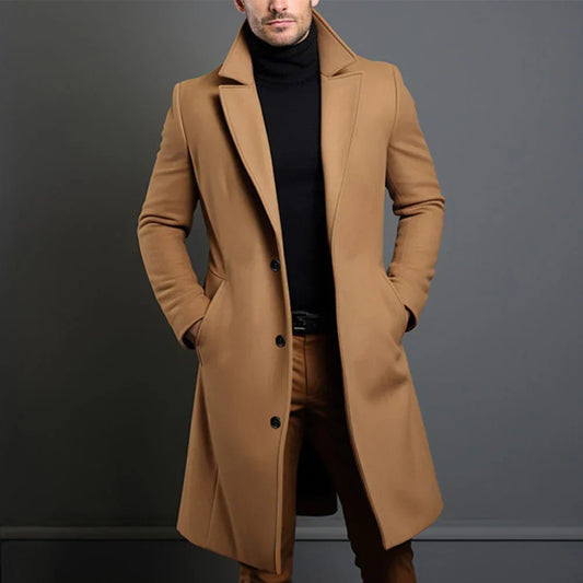 Abrigo largo elegante hombre – Abrigo clásico y cálido para invierno