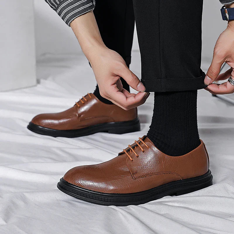 Zapatos de vestir hombre – Calzado de cuero genuino pulido elegante