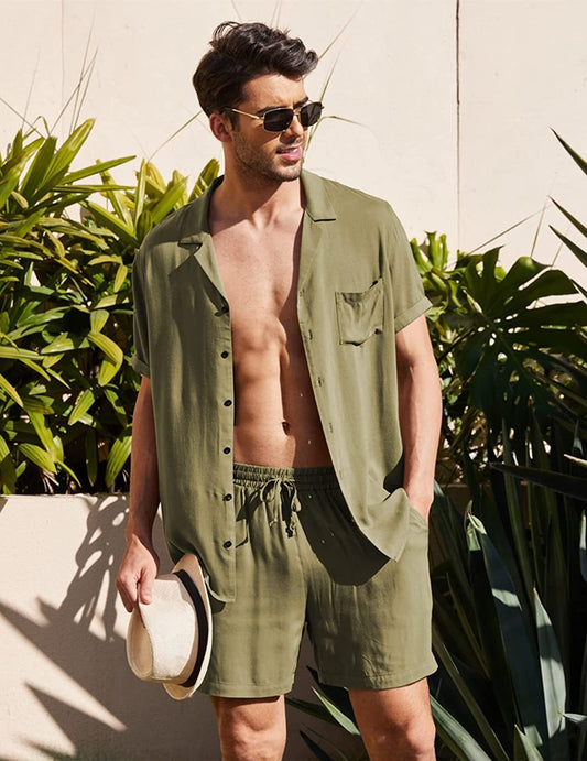 Conjunto playa hombre – Camisa elegante y pantalón corto cómodo