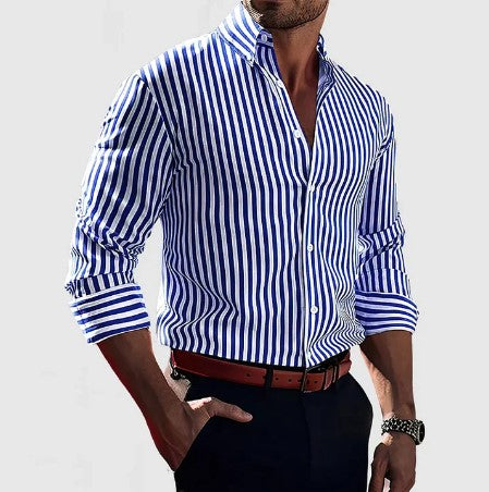 Camisa de algodón a rayas – Camisa button-down para todas las estaciones