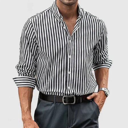 Camisa de algodón a rayas – Camisa button-down para todas las estaciones