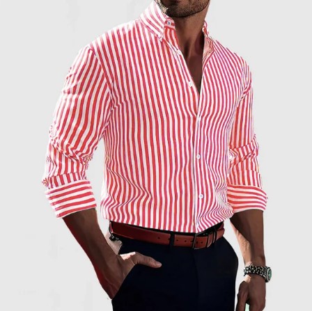 Camisa de algodón a rayas – Camisa button-down para todas las estaciones