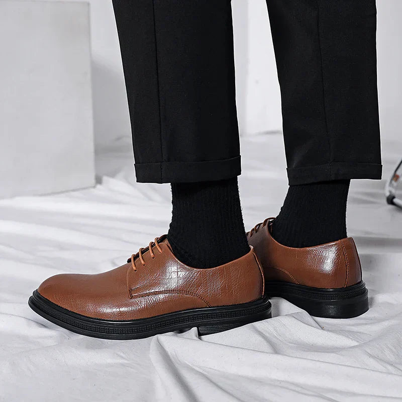 Zapatos de vestir hombre – Calzado de cuero genuino pulido elegante