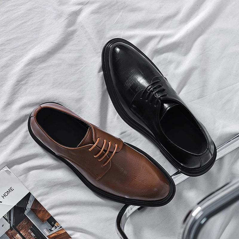 Zapatos de vestir hombre – Calzado de cuero genuino pulido elegante