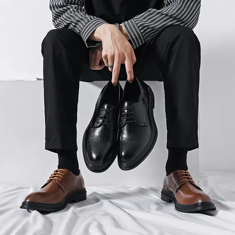 Zapatos de vestir hombre – Calzado de cuero genuino pulido elegante