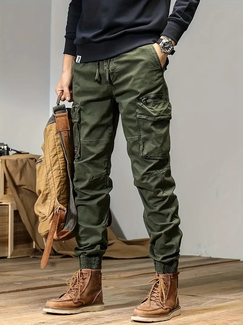 Pantalones cargo hombre – Pantalones ajustables con cintura y bolsillos prácticos