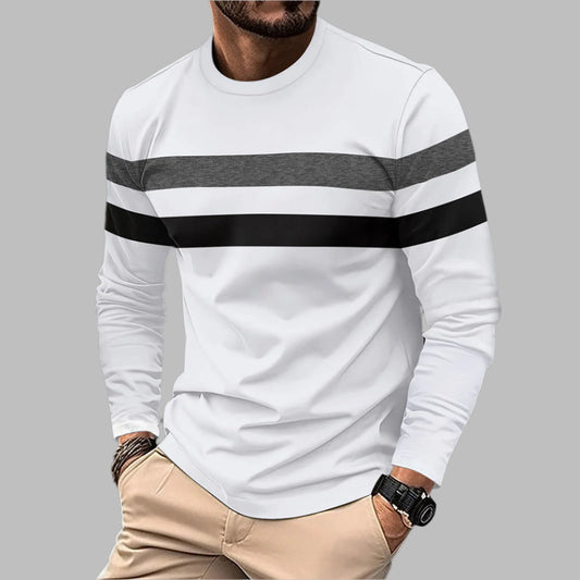 Camiseta de Hombre Manga Larga – Diseño Color Block Ideal para Otoño y Primavera