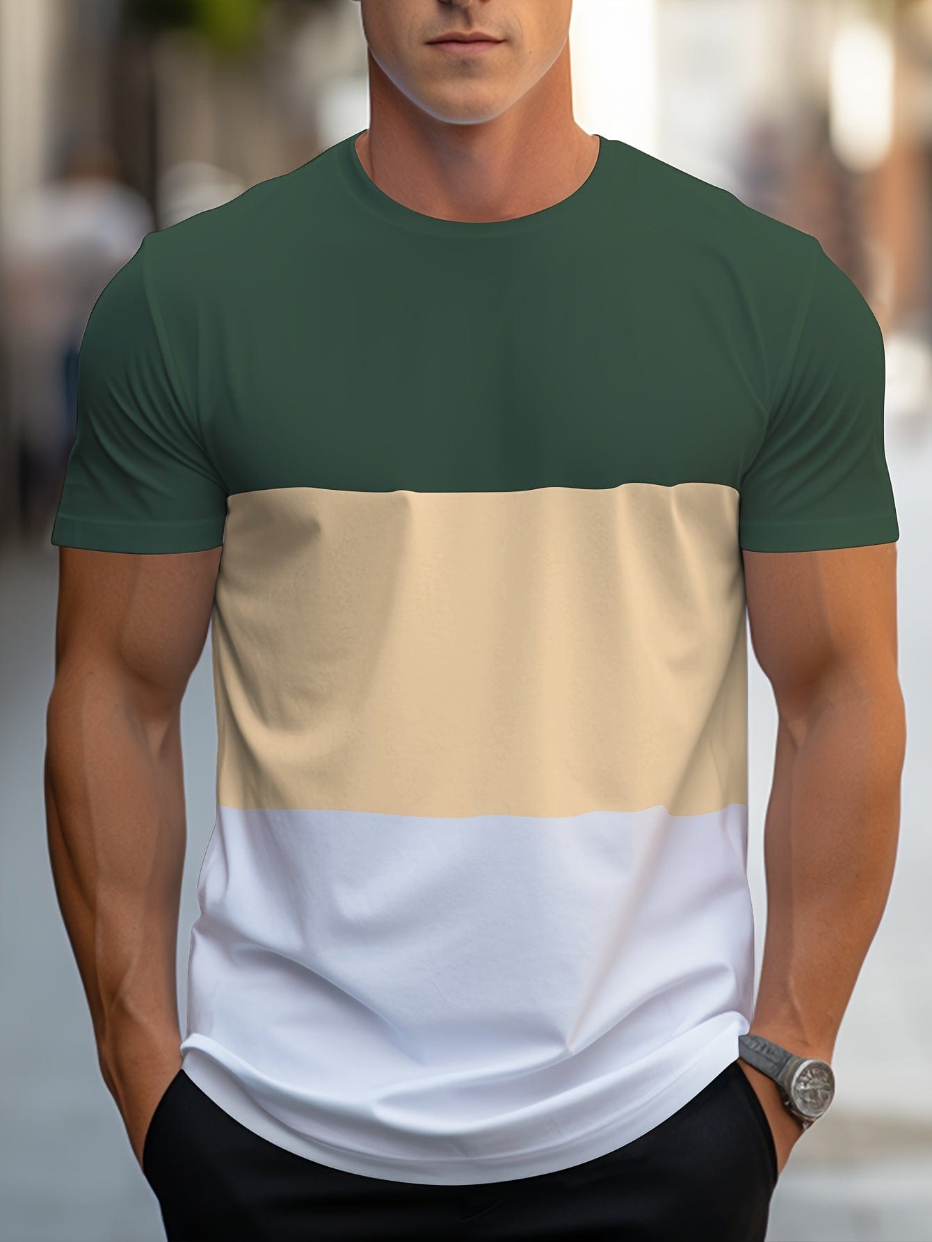 Camiseta a rayas moderna – Camiseta de contraste elegante y fresca