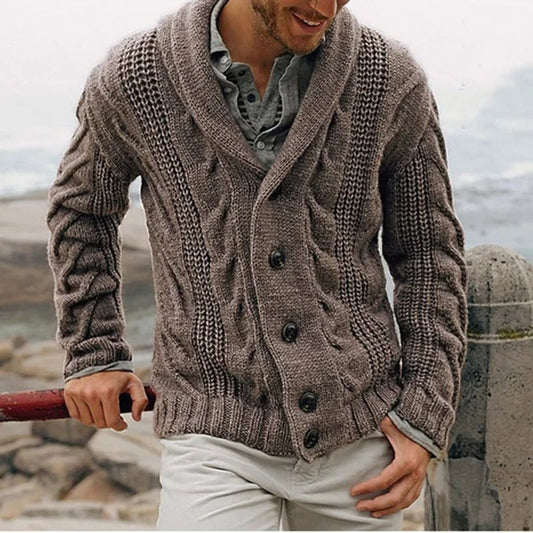 Suéter de punto hombre – Suéter chal otoño invierno elegante