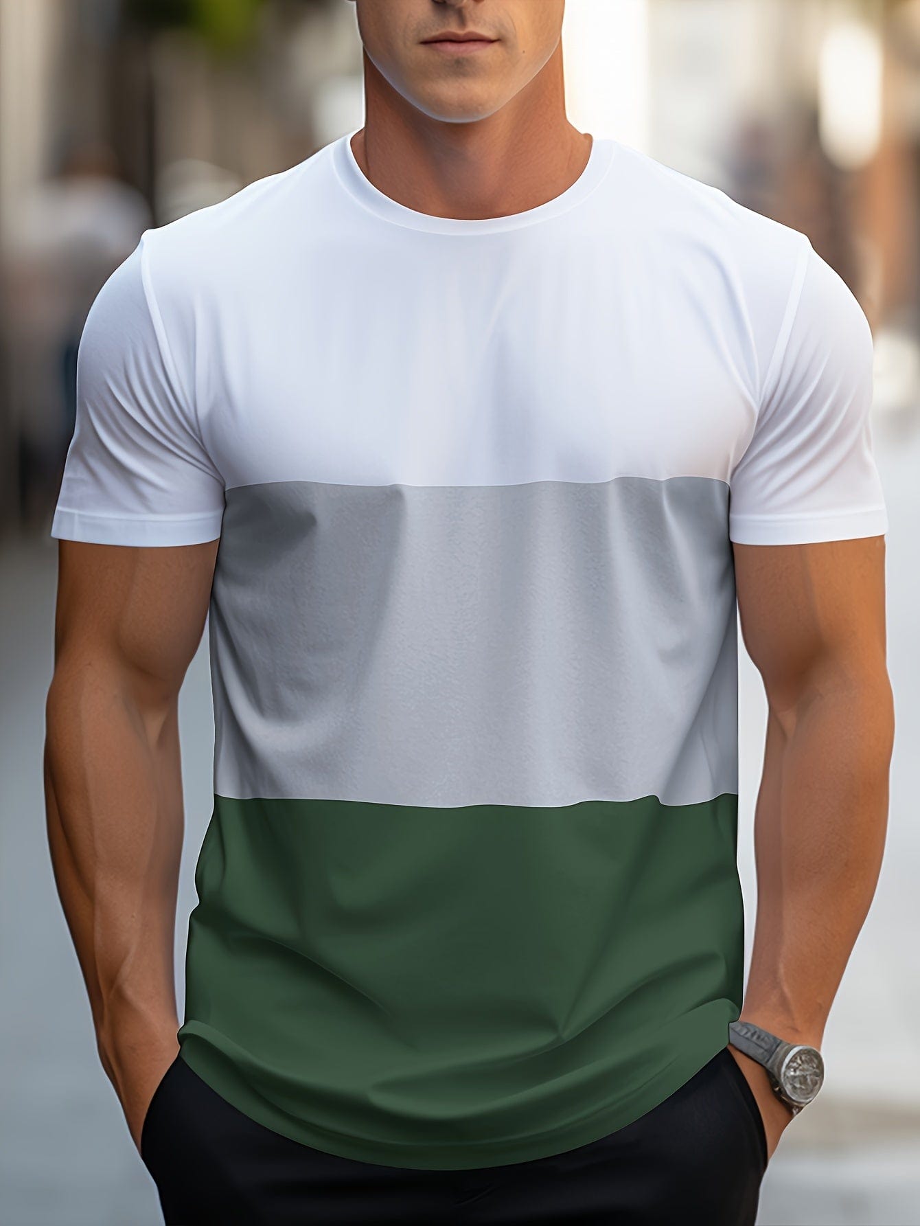 Camiseta a rayas moderna – Camiseta de contraste elegante y fresca