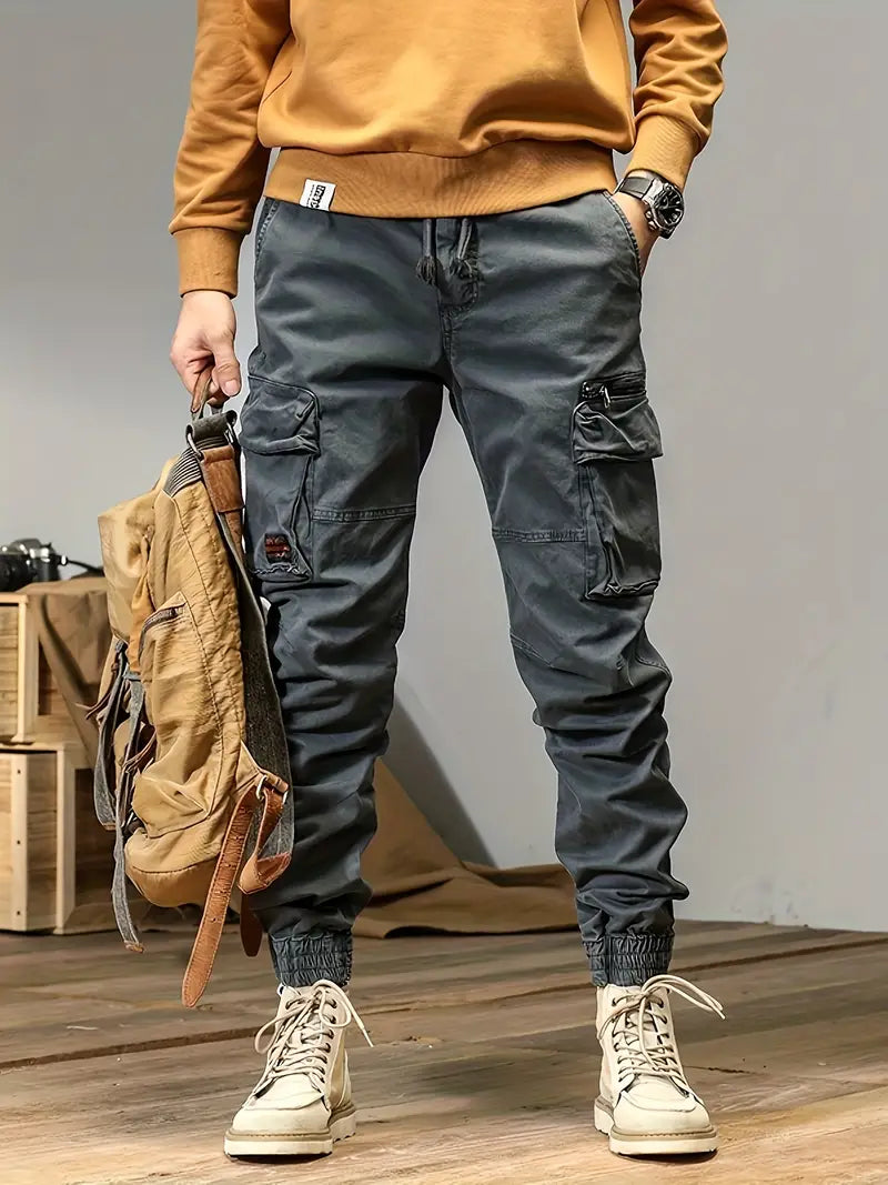 Pantalones cargo hombre – Pantalones ajustables con cintura y bolsillos prácticos