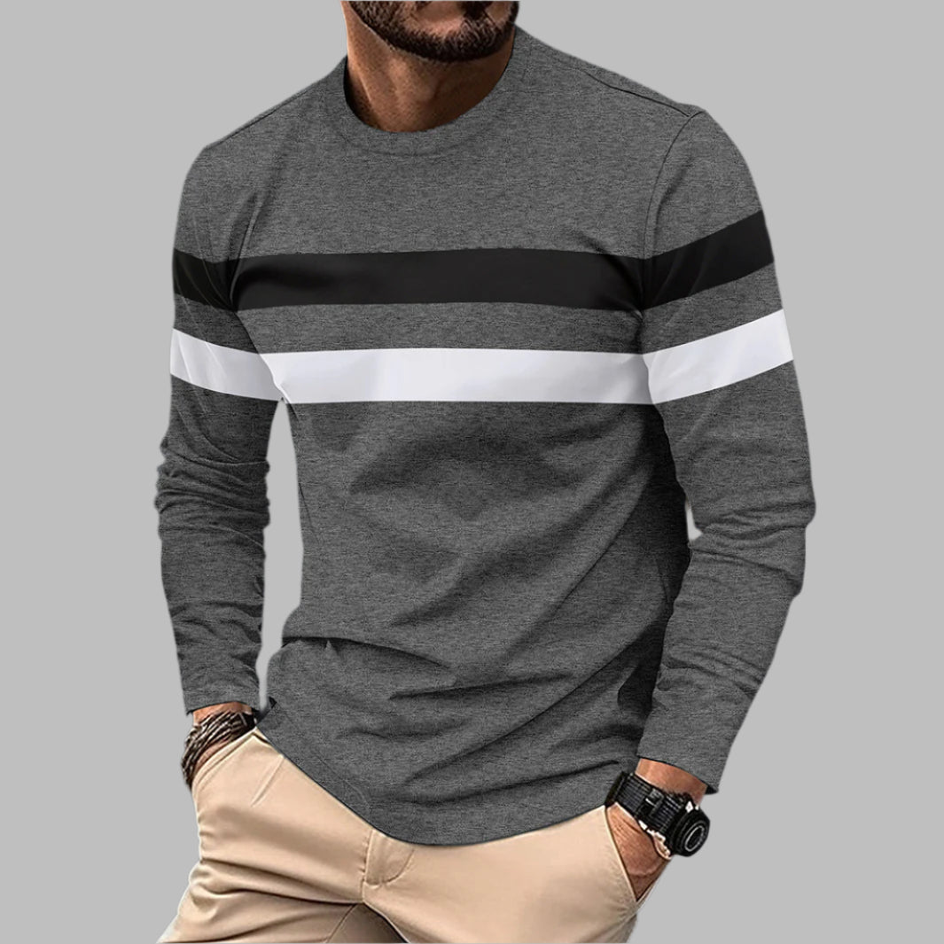 Camiseta de Hombre Manga Larga – Diseño Color Block Ideal para Otoño y Primavera