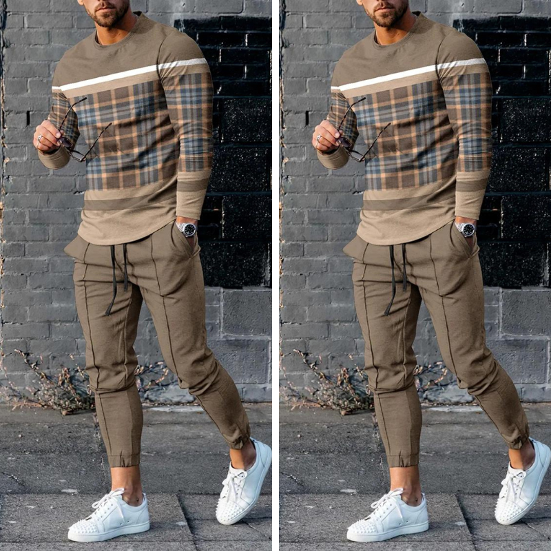 Conjunto streetwear hombre – Camisa y pantalón estampado moderno