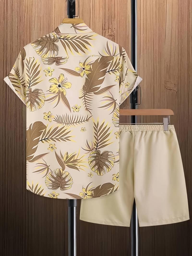 Conjunto verano hombre – Camisa y pantalón corto floral elegante