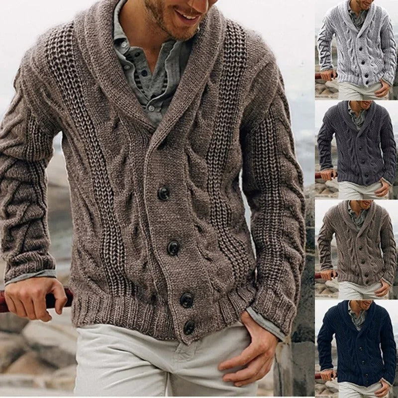 Suéter de punto hombre – Suéter chal otoño invierno elegante