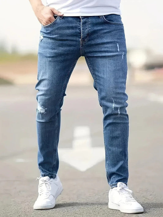 Jeans hombre rasgados slim fit – Pantalones de mezclilla modernos y ajustados