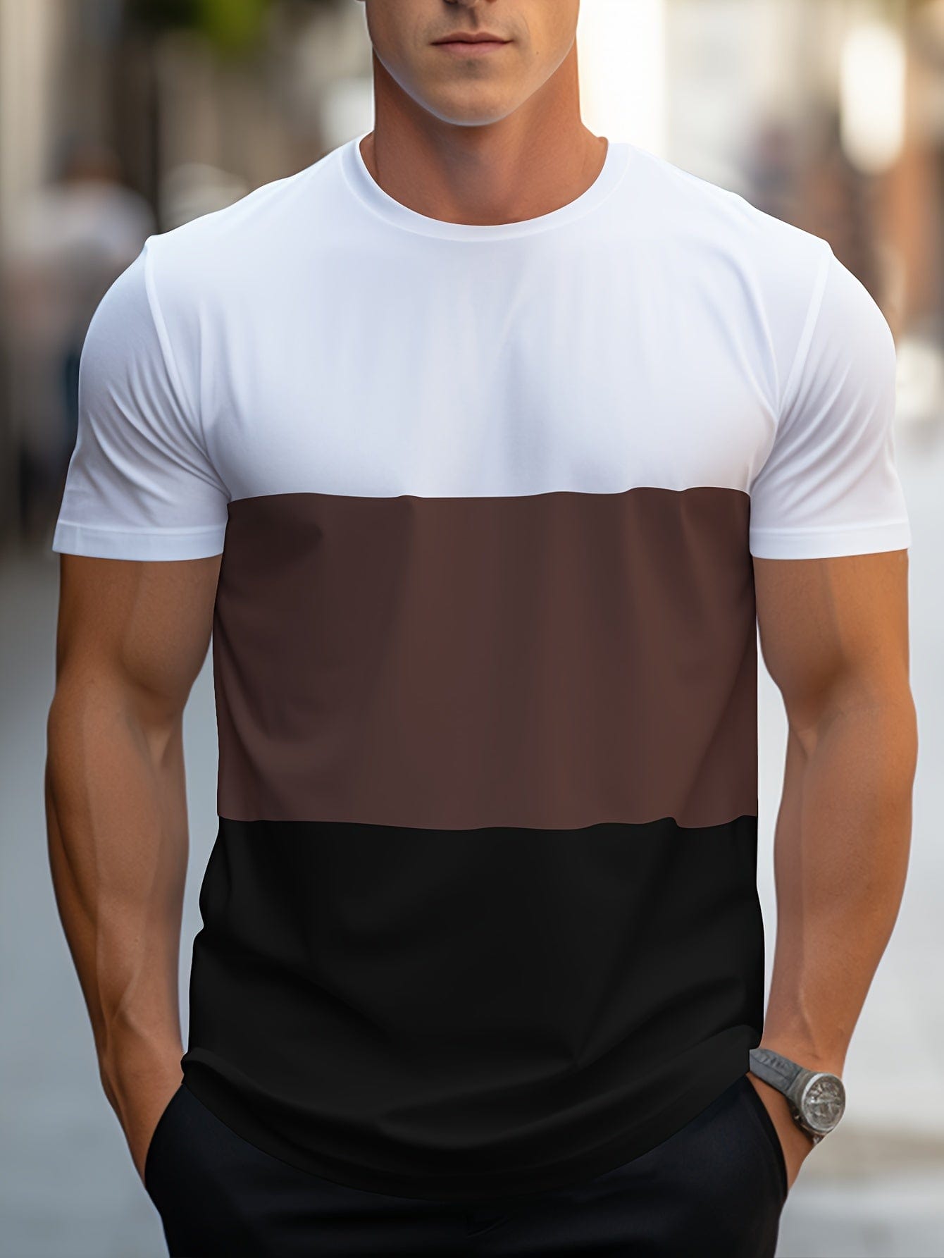 Camiseta a rayas moderna – Camiseta de contraste elegante y fresca