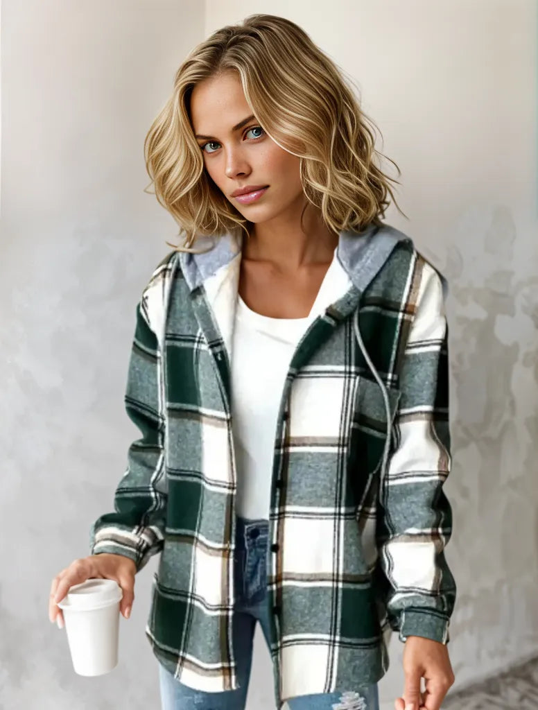 Chaqueta con capucha verde – Chaqueta estampada moderna y llamativa