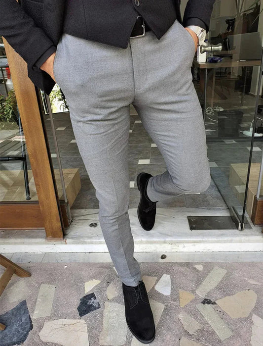 Pantalón ajustado elegante – Pantalón semi-formal para hombre con diseño moderno