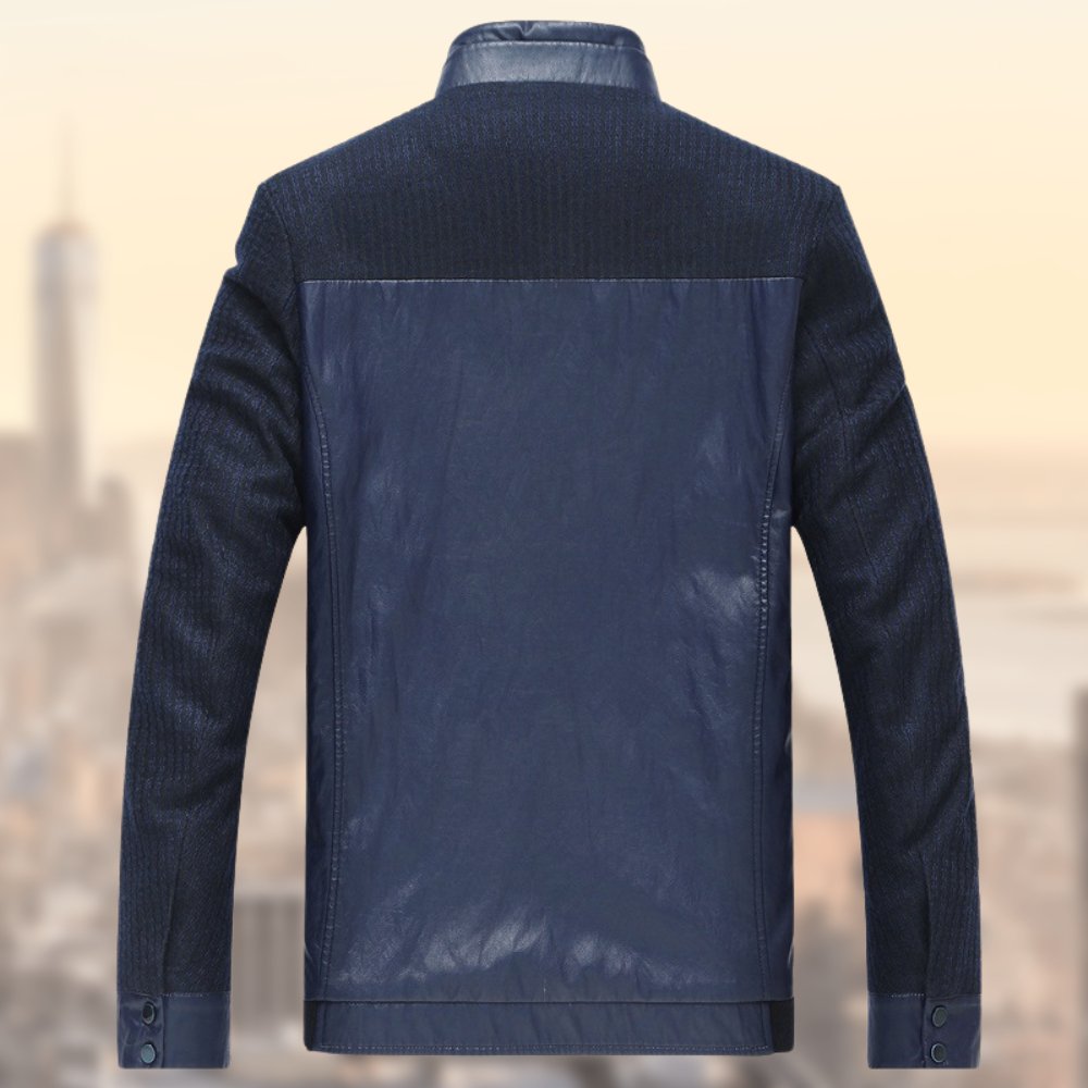 Chaqueta de cuero hombre – Chaqueta otoño invierno con mangas de tela