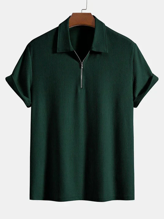 Camisa hombre con cremallera – Polo acanalado cómodo y moderno