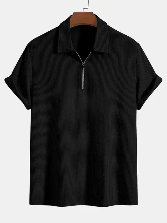 Camisa hombre con cremallera – Polo acanalado cómodo y moderno