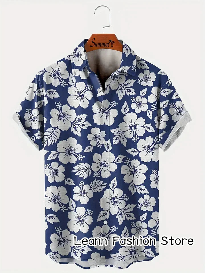 Camisa hawaiana hombre – Camisa floral ligera y fresca para verano